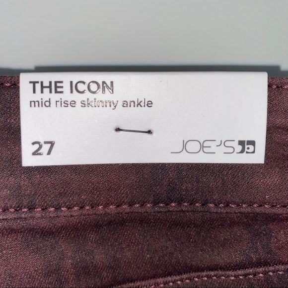 Joe's Jeans Ankle Crop Skinny Jeans Deep Maroon - Picture 6 of 7